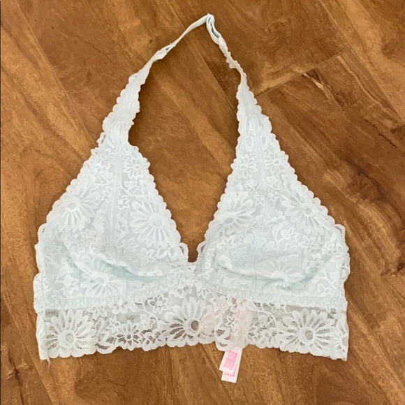 PINK by Victoria’s Secret lace blue halter bralette small - Picture 2 of 8
